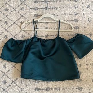 Green silk top